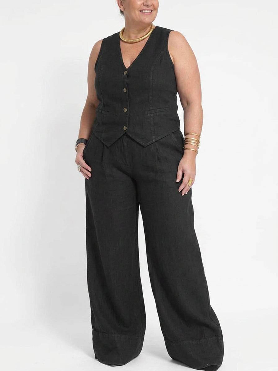 Seraphina – Co-ord Set Elegant Two-Piece With Waistcoat &amp; Pants Wide-Leg