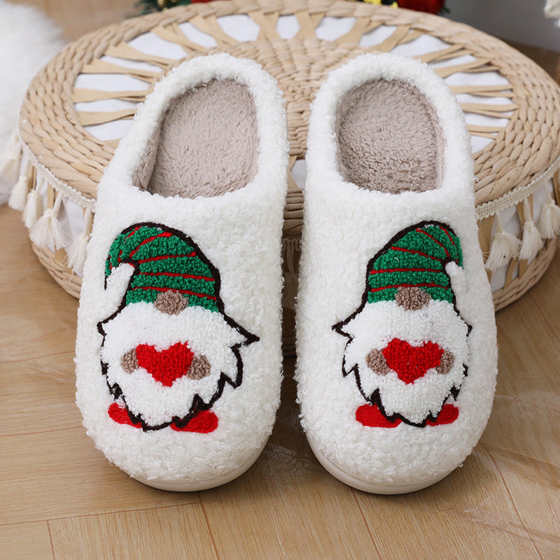 Cute Santa Claus Couple Slippers, Indoor Floor Shoes