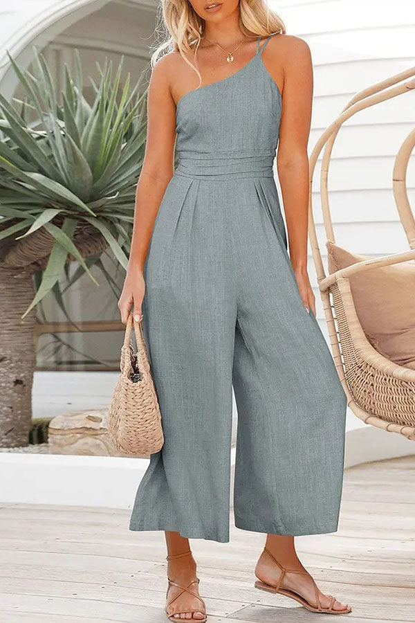 Shiloh - Sexy Sling Waist Pocket Straight Sleeveless Jumpsuit