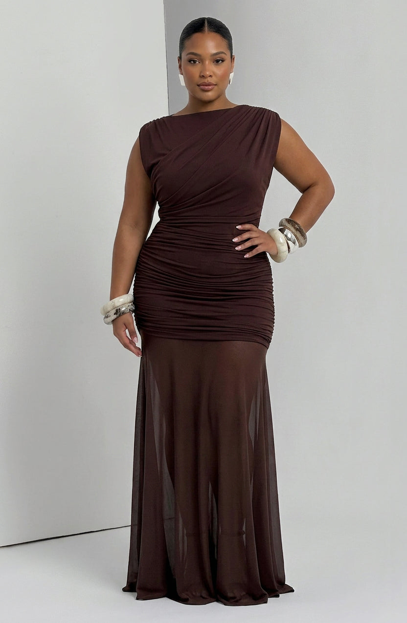 Anneliese Maxi Dress - Plum Brown