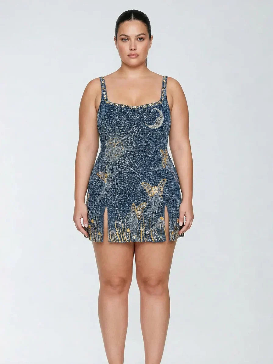 Eira – Midnight Blue Beaded Mini Dress
