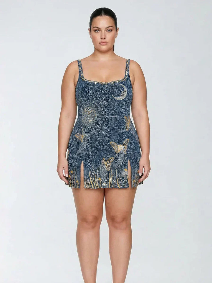 Eira – Midnight Blue Beaded Mini Dress