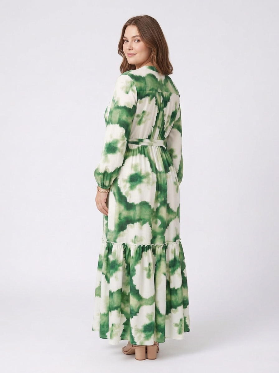 Florence | Long Sleeve Tie Waist Tiered Maxi Dress