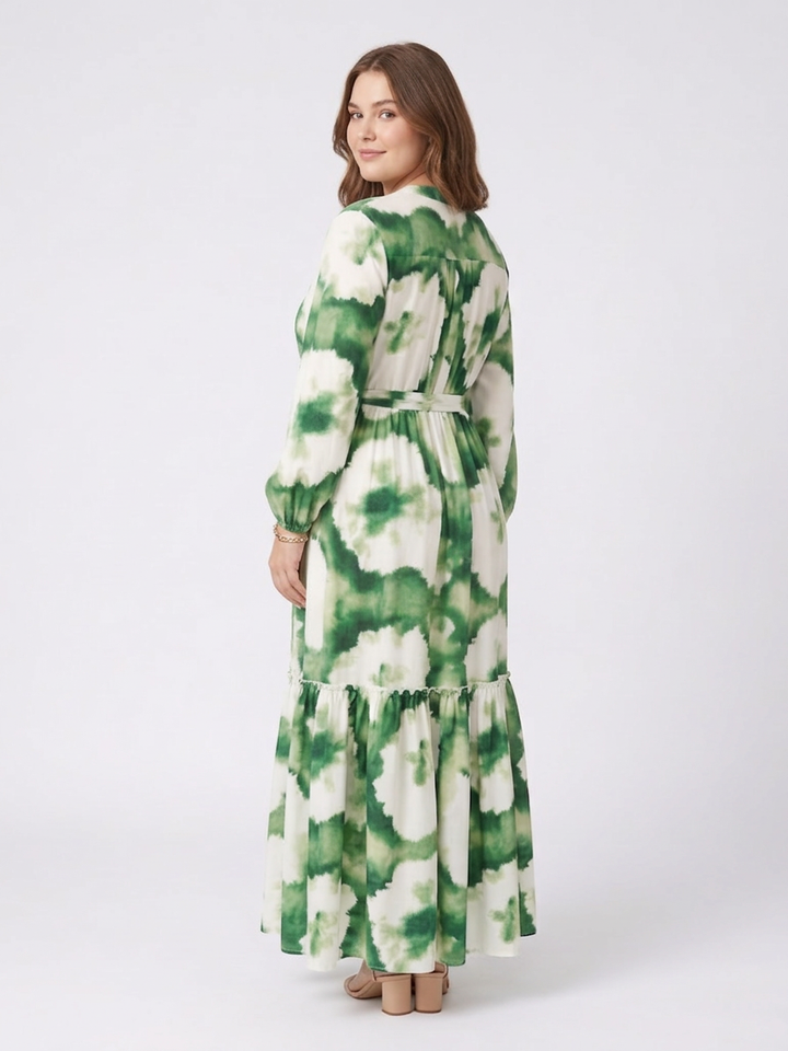 Florence | Long Sleeve Tie Waist Tiered Maxi Dress