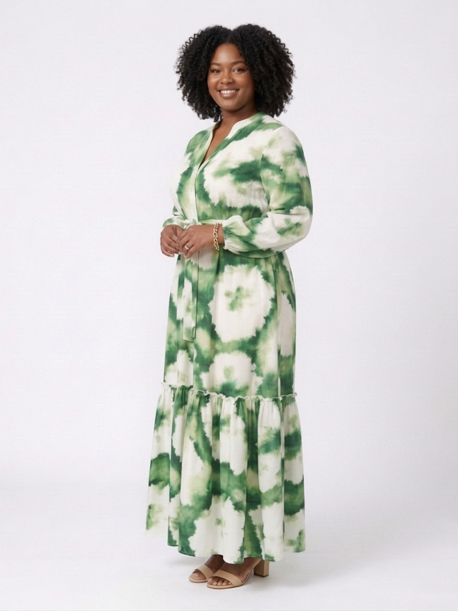 Florence | Long Sleeve Tie Waist Tiered Maxi Dress