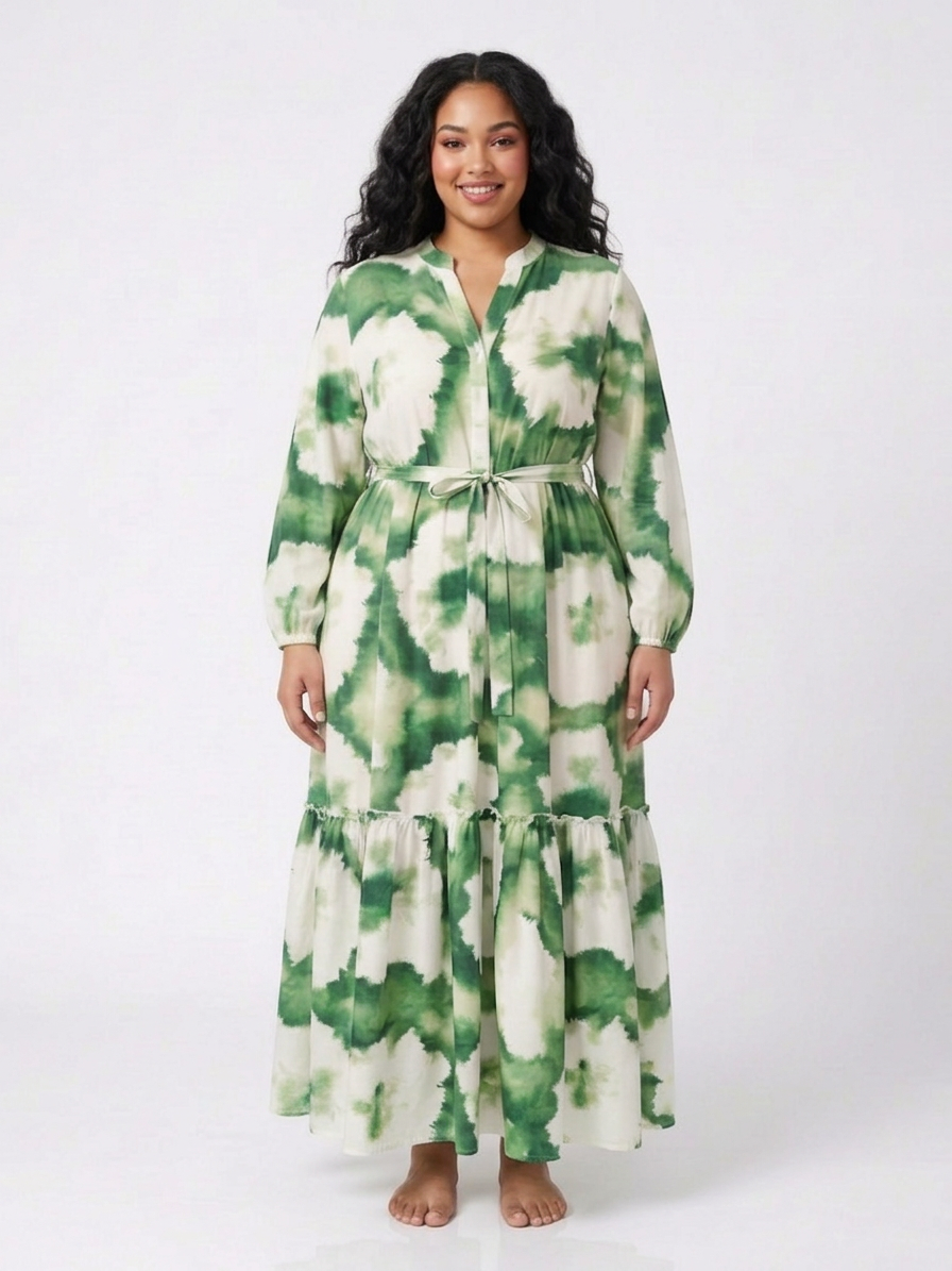 Florence | Long Sleeve Tie Waist Tiered Maxi Dress