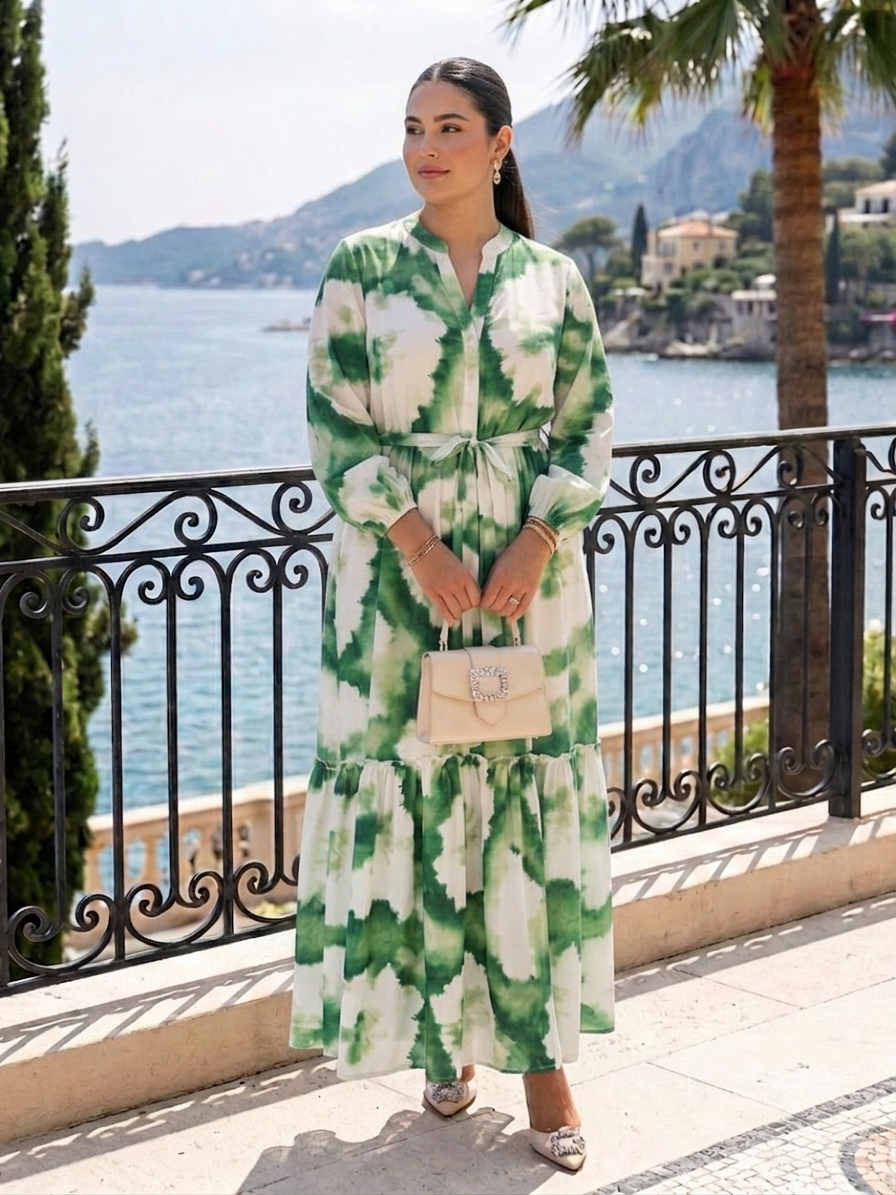 Florence | Long Sleeve Tie Waist Tiered Maxi Dress