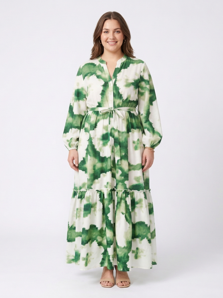 Florence | Long Sleeve Tie Waist Tiered Maxi Dress