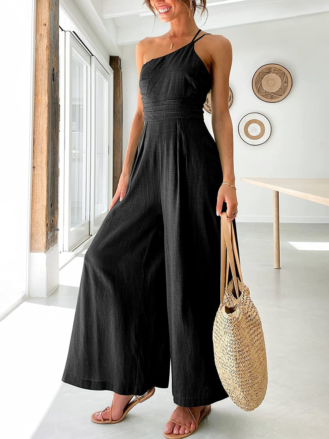 Shiloh - Sexy Sling Waist Pocket Straight Sleeveless Jumpsuit