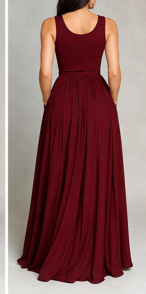 Verity – Sleeveless Pleated Halter-Neck Maxi Dress