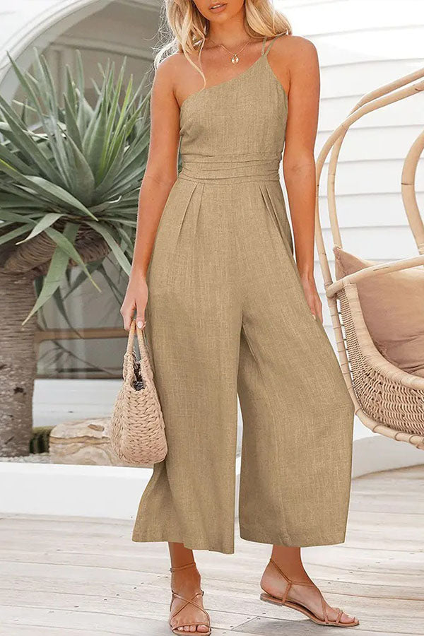 Shiloh - Sexy Sling Waist Pocket Straight Sleeveless Jumpsuit