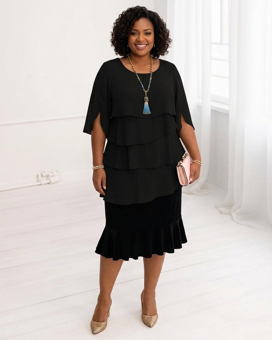 Frankie | Elegant Comfort Ruffle Dress