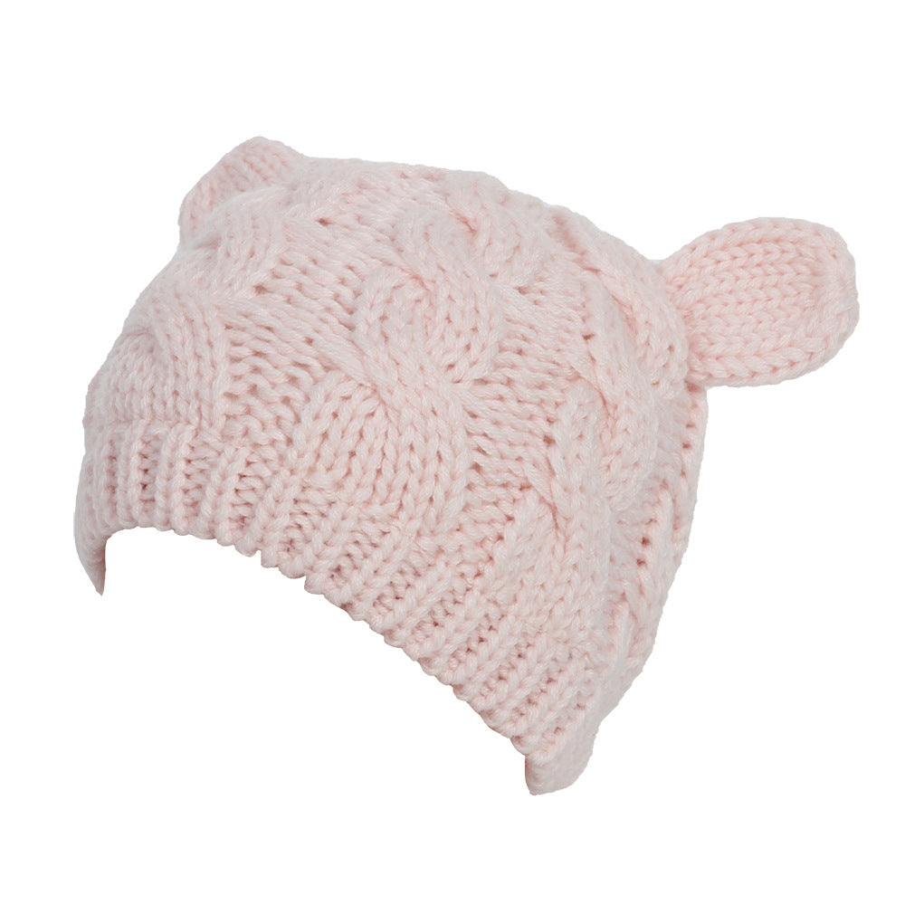 Hand-Knit Cat Ear Beanie, Cute and Warm Winter Hat