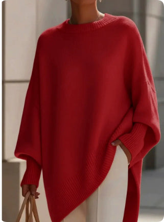 Thick Knit Pullover Sweater, Loose Fit Round Neck Top