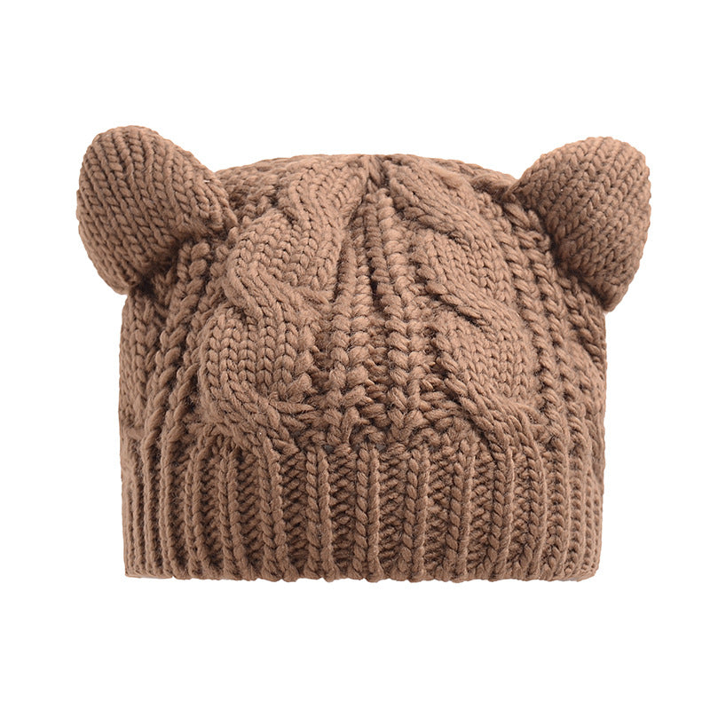 Hand-Knit Cat Ear Beanie, Cute and Warm Winter Hat