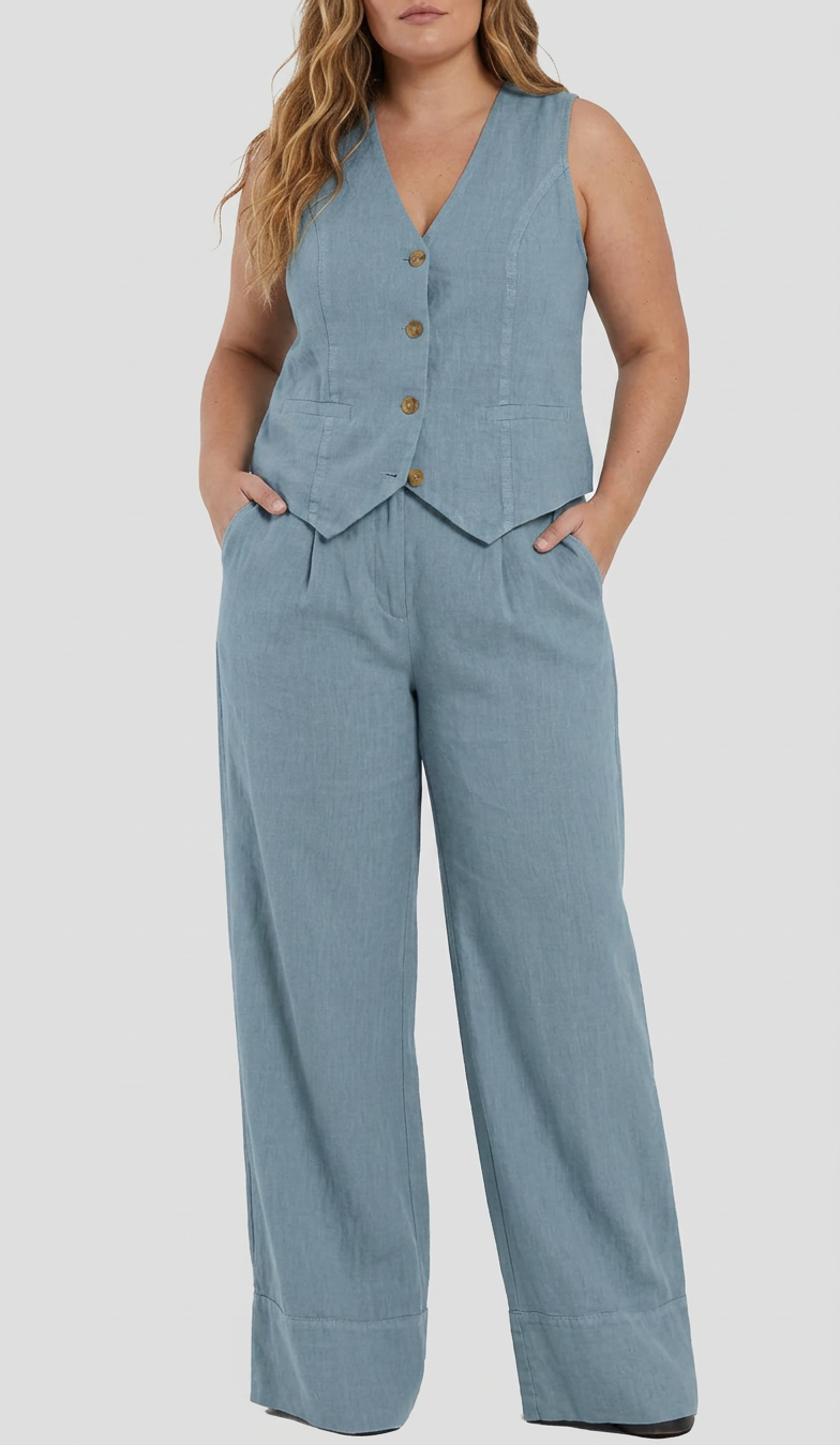 Seraphina – Co-ord Set Elegant Two-Piece With Waistcoat &amp; Pants Wide-Leg