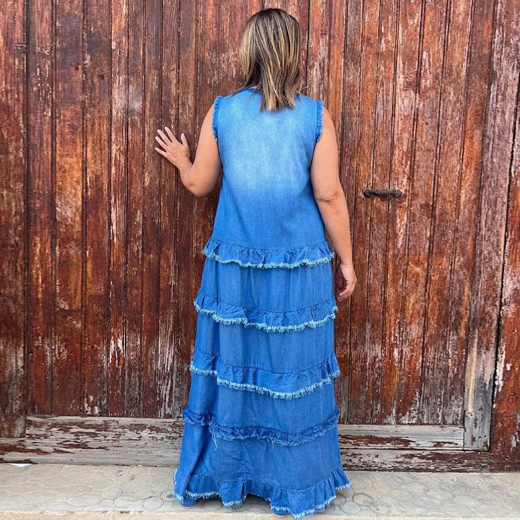 Ingrid Raw-edge Denim Dress