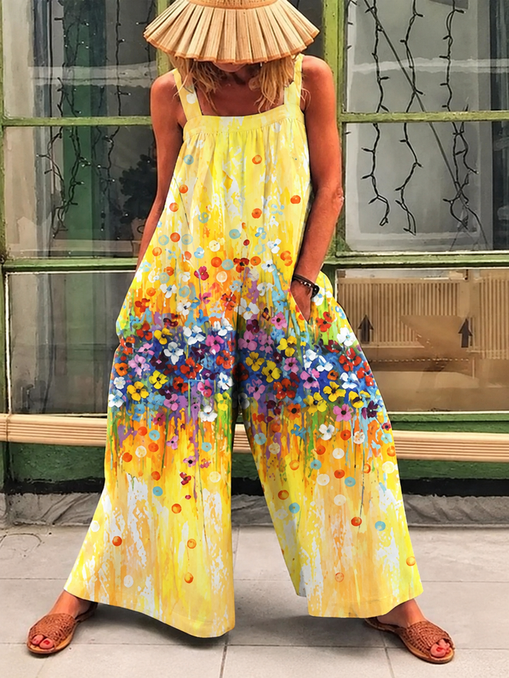Saskia - Loose Multicolor Sunny Flower Print Jumpsuit