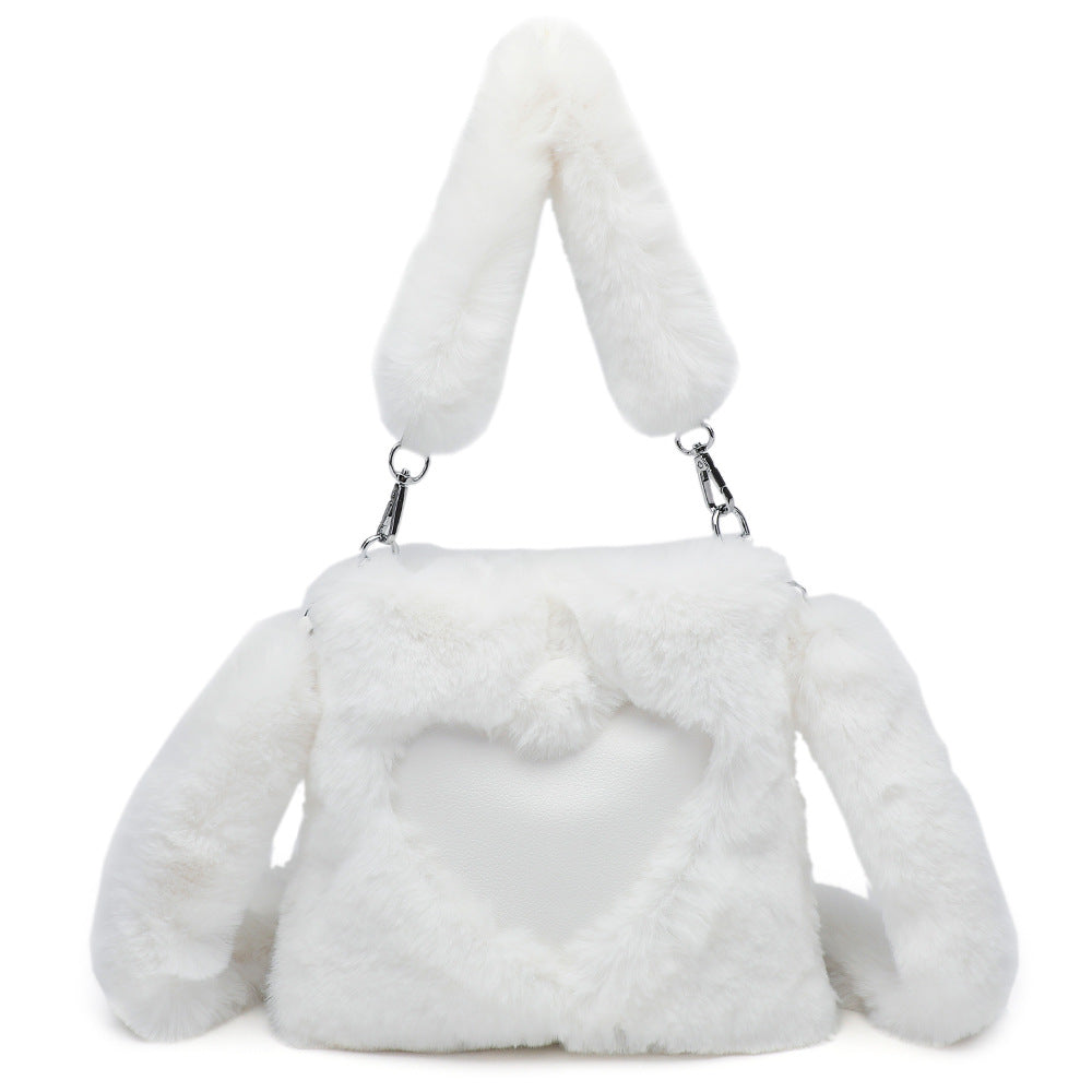 Fluffy pink heart shoulder bag
