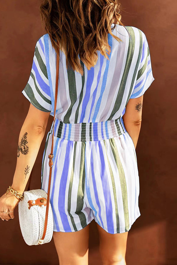 Perdita - Love for A Lifetime Striped Button Romper