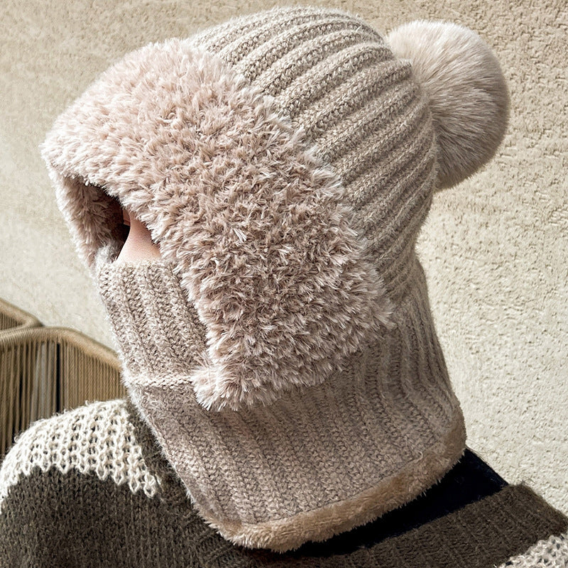 Knit Hooded Scarf, 2-in-1 Hat and Neck Warmer