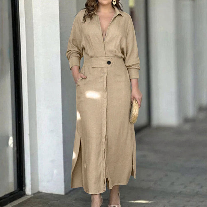 Wren Elegant Tied Dress: Chic Commute Long Sleeve Style