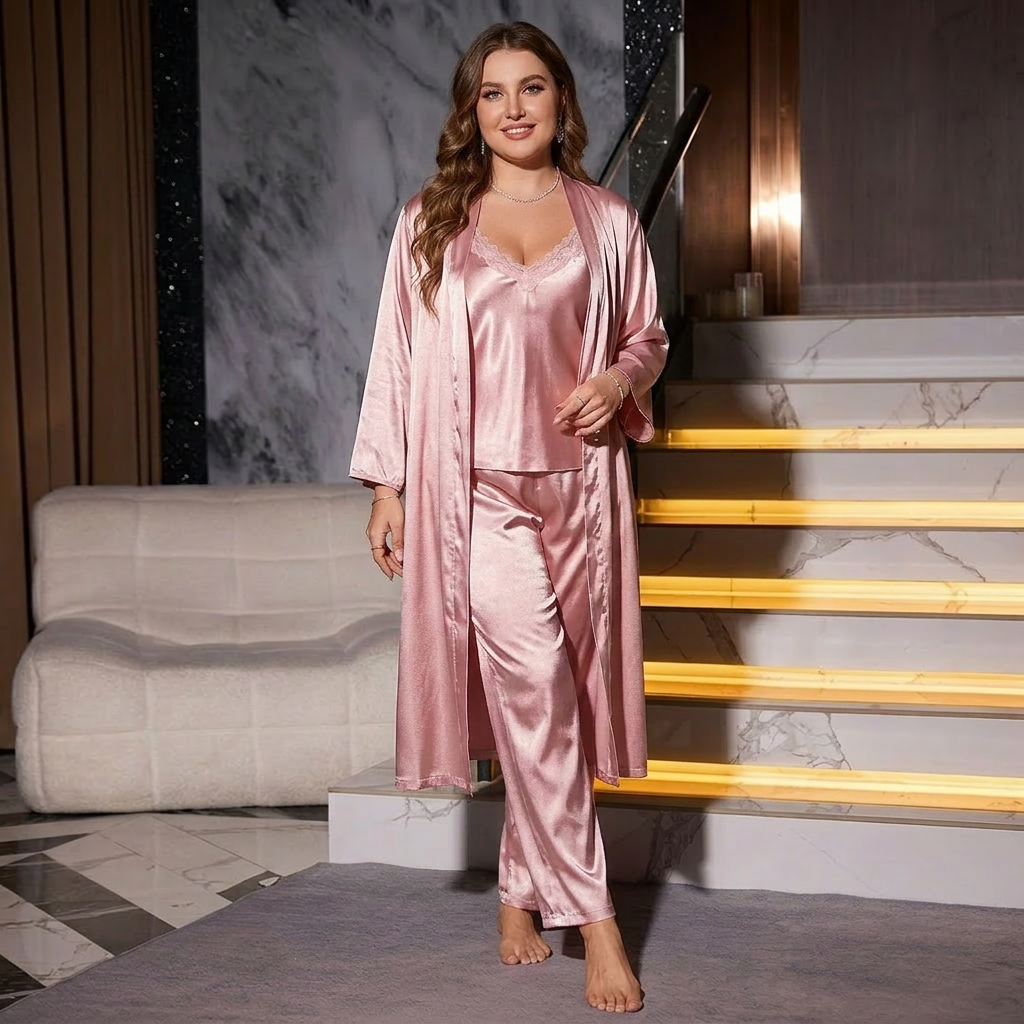 Tova | 3-Piece Satin Robe Nightwear Set