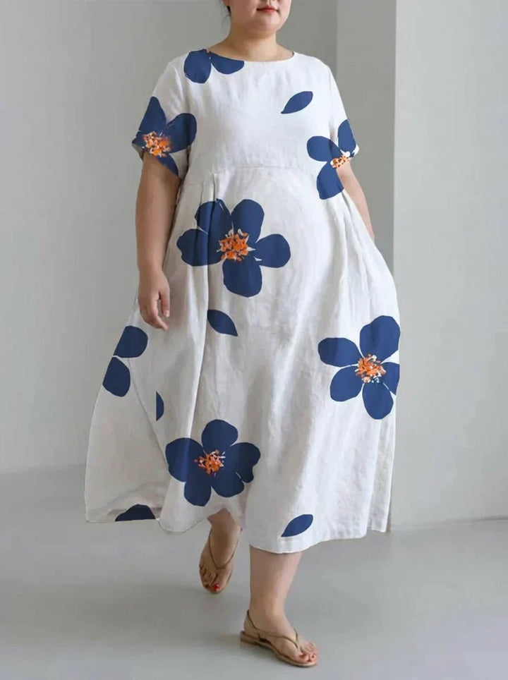 Faye | Spring and Summer Casual Loose Round Neck Floral Skirt Dress