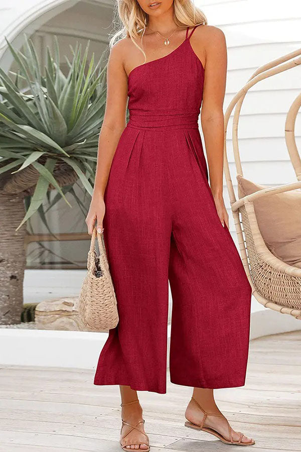 Shiloh - Sexy Sling Waist Pocket Straight Sleeveless Jumpsuit