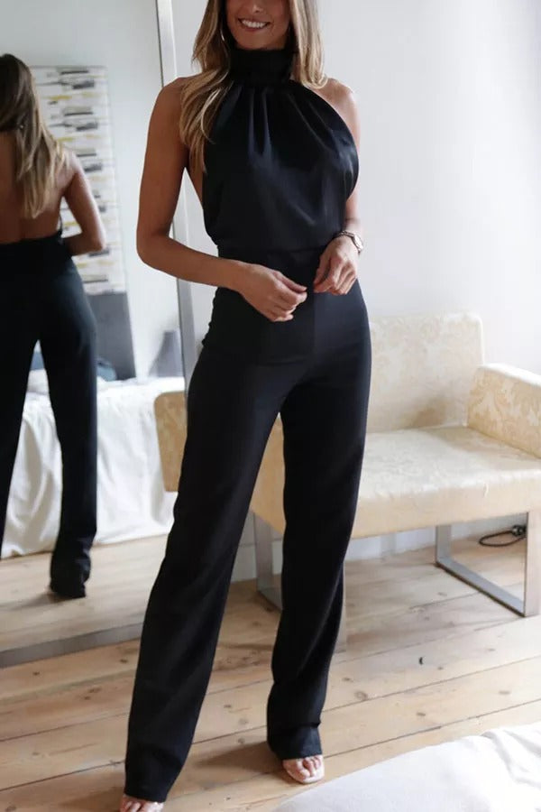 Yuki - Thriving All Night Satin Halter Neck Jumpsuit