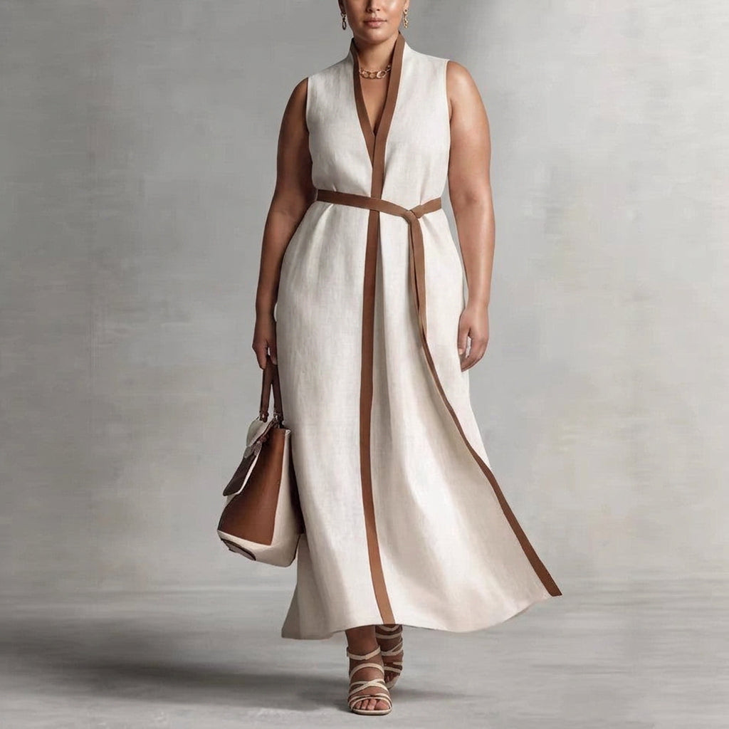Delphine Contrast Sleeveless Dress: Effortless Office Elegance