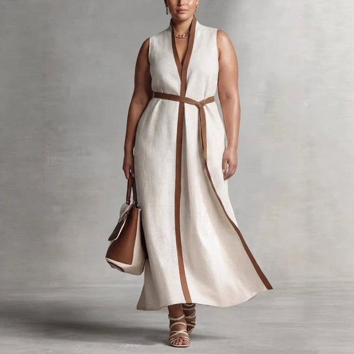Delphine Contrast Sleeveless Dress: Effortless Office Elegance