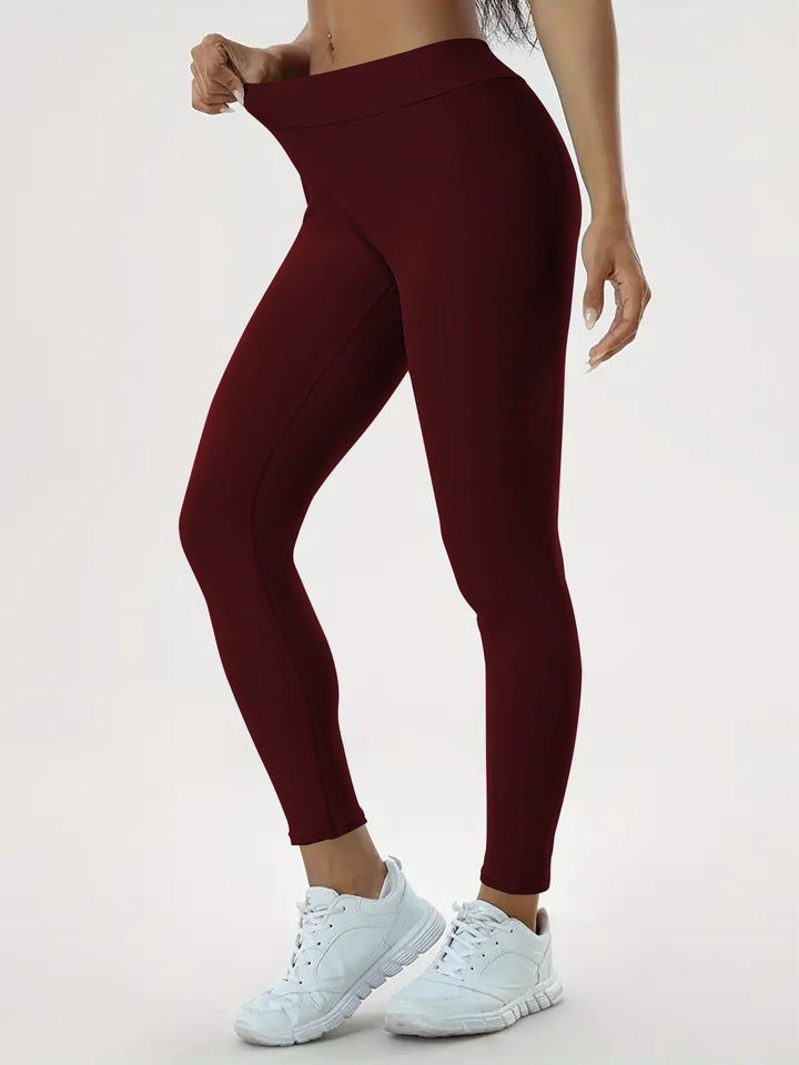 Woman in high-waisted scrunch leggings