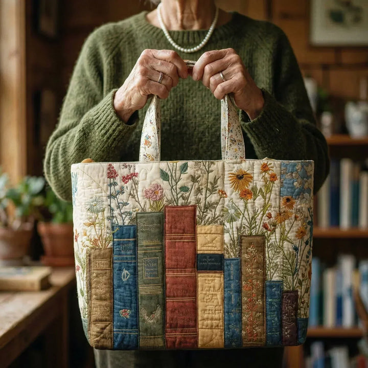 Soleil Quilted Bag - Books and Flowers