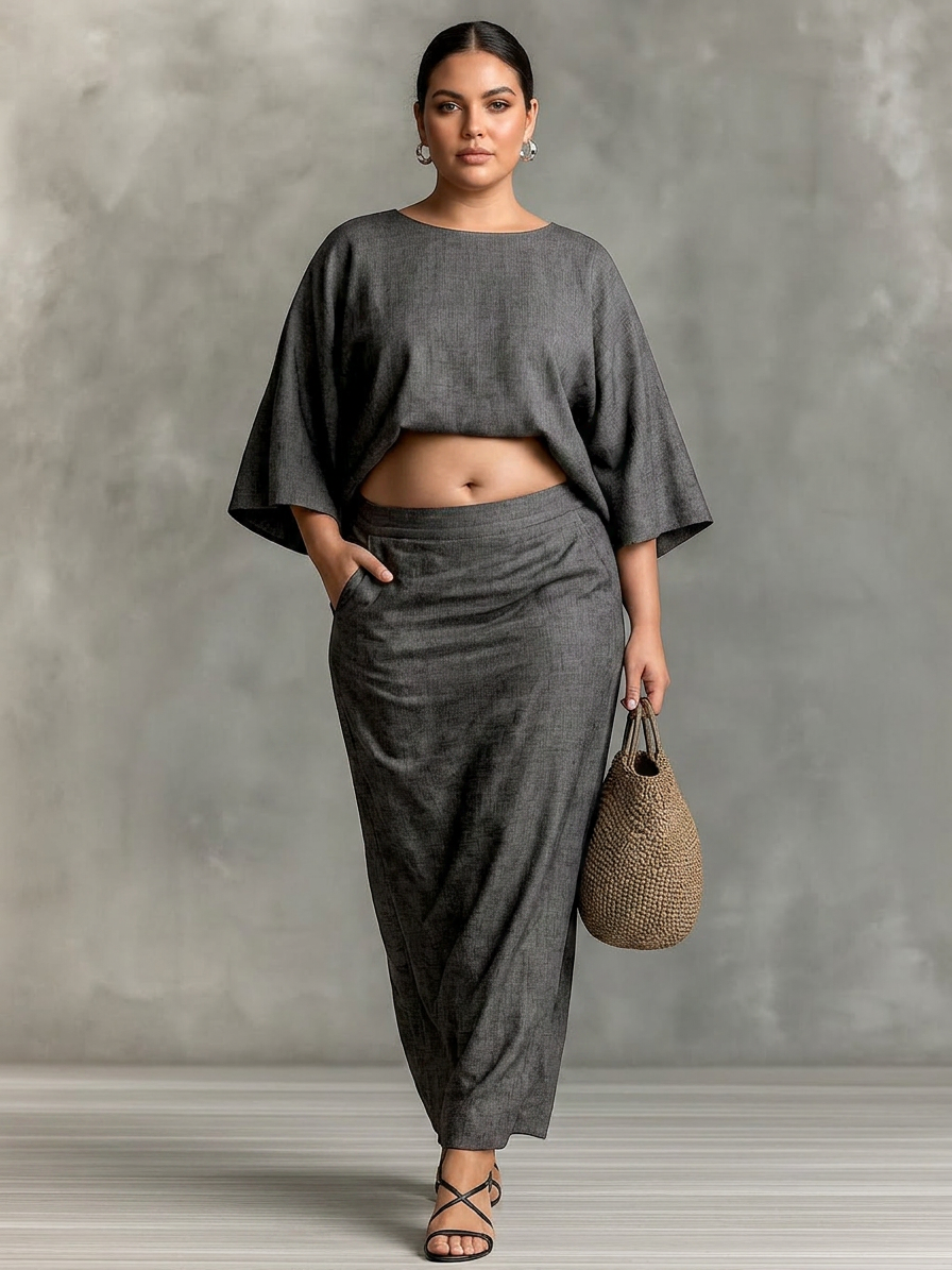 Dovie - Linen Co-ord Set Elegant With Long Skirt