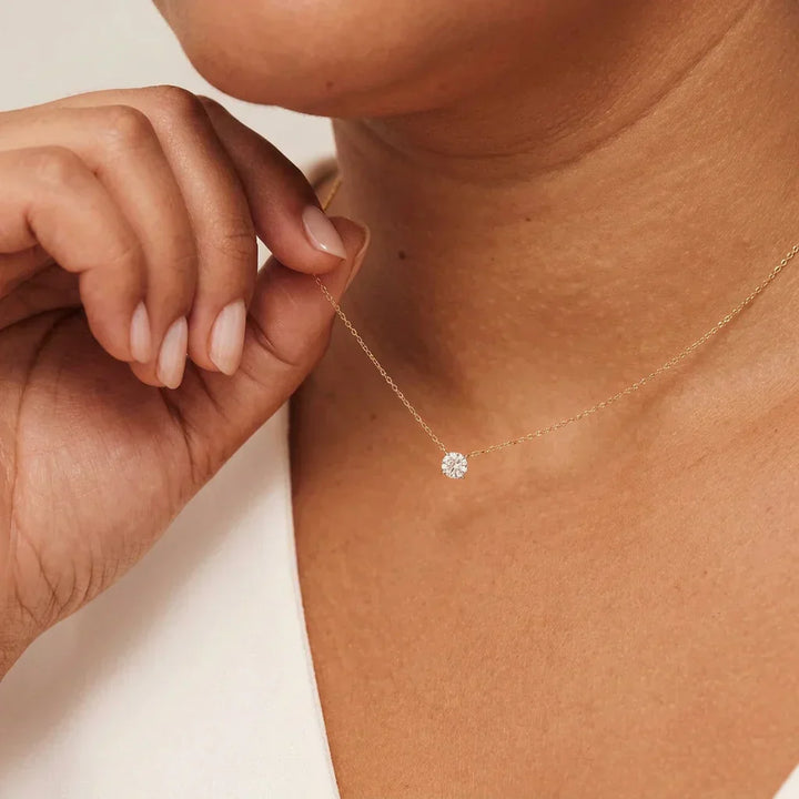 Monroe Moissanite Stone Necklace | Gold