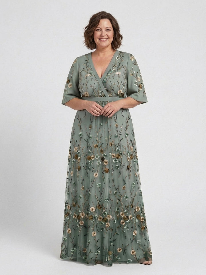 Stella &amp; Grace™ | Floral V Neck Short Sleeve Maxi Dress
