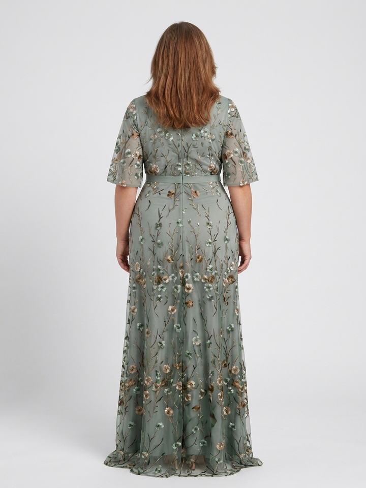 Stella &amp; Grace™ | Floral V Neck Short Sleeve Maxi Dress