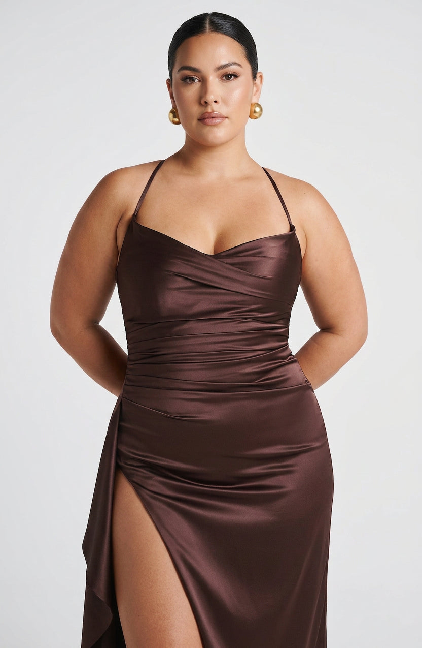 Hazel Maxi Dress - Plum Brown
