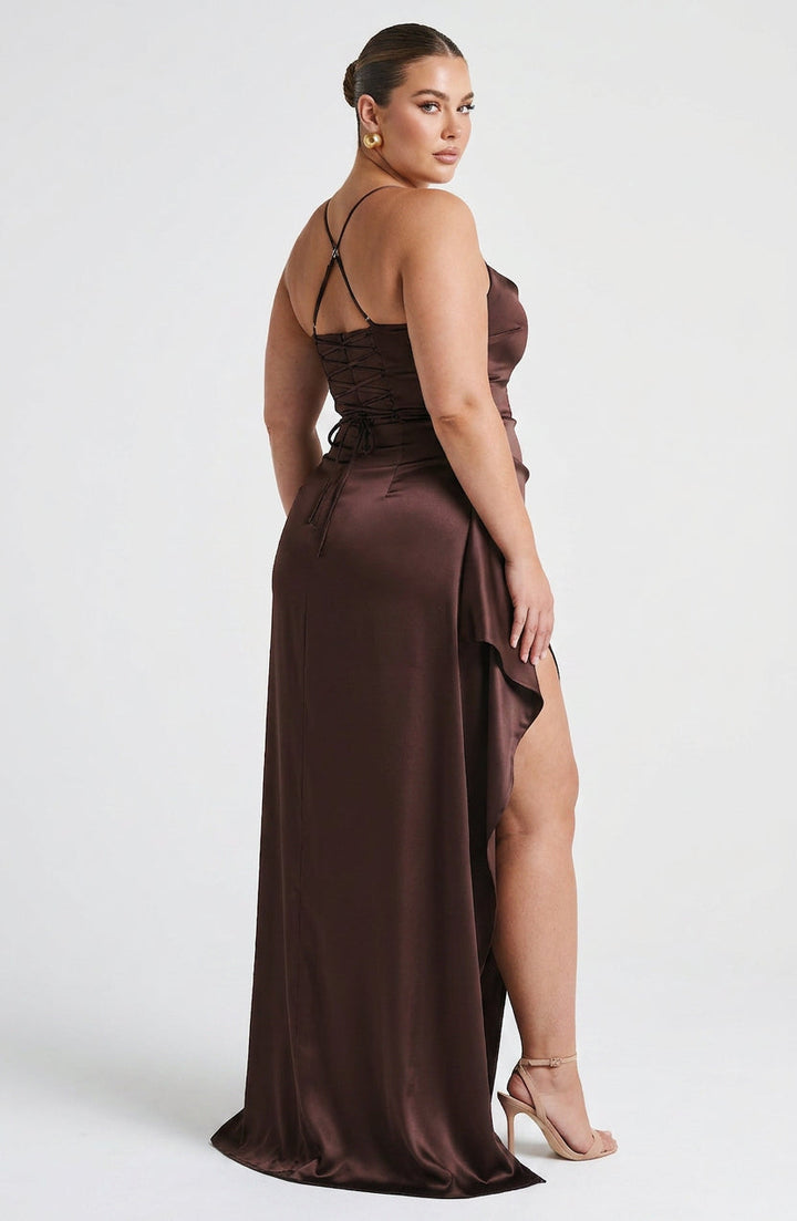 Hazel Maxi Dress - Plum Brown