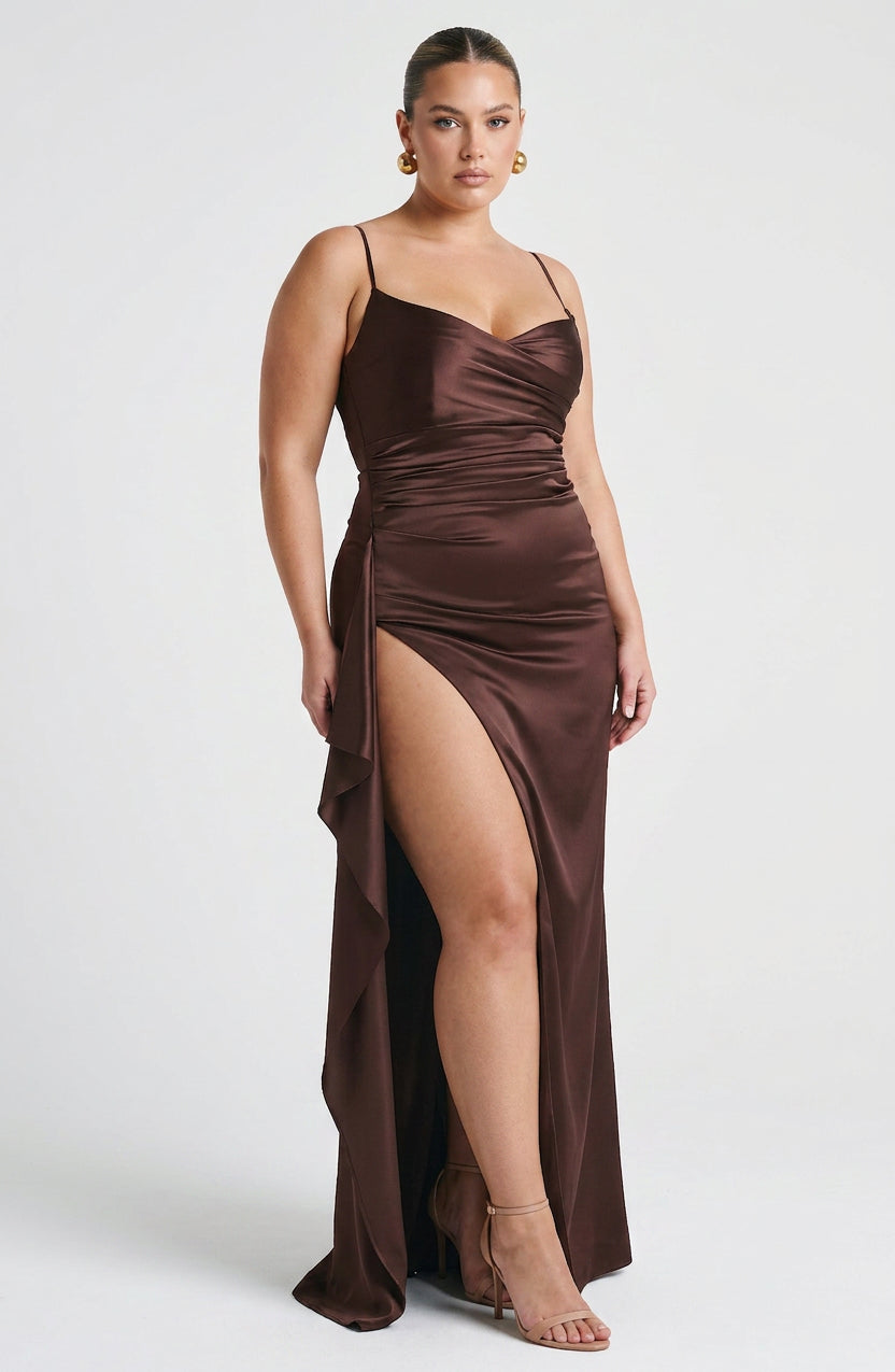 Hazel Maxi Dress - Plum Brown