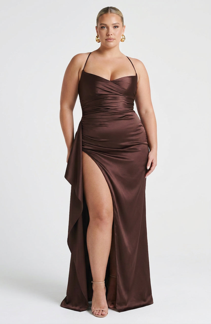 Hazel Maxi Dress - Plum Brown