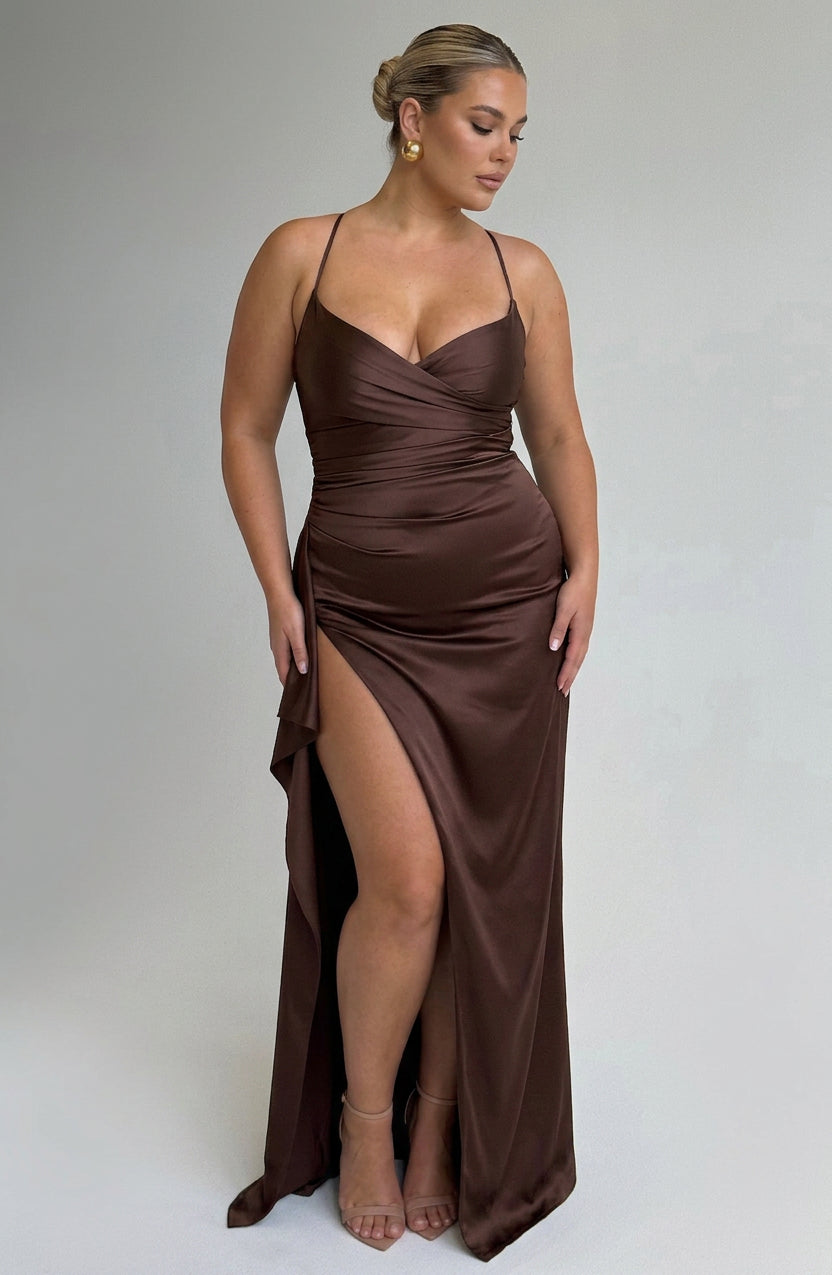 Hazel Maxi Dress - Plum Brown