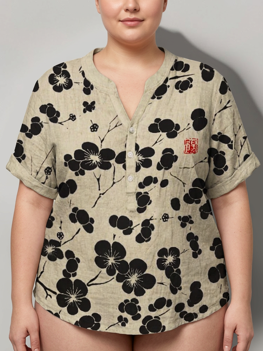 Dovie | Japanese blouse with cherry blossom