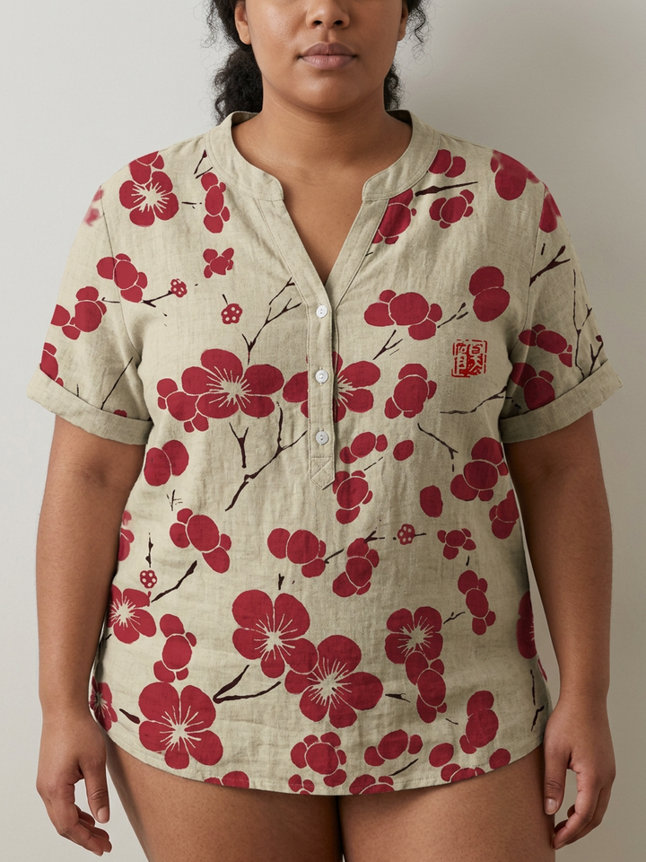 Dovie | Japanese blouse with cherry blossom