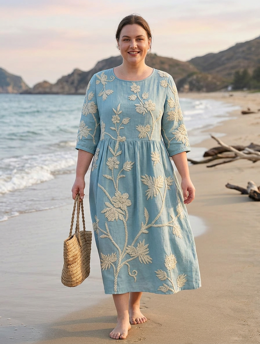 Cataleya | Plant &amp; Flower Print Midi Dress