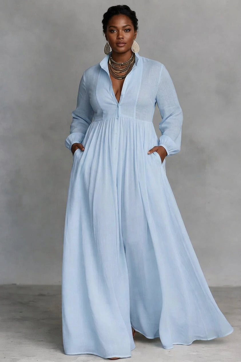 Yvaine | Flowing Button-Front Maxi Dress