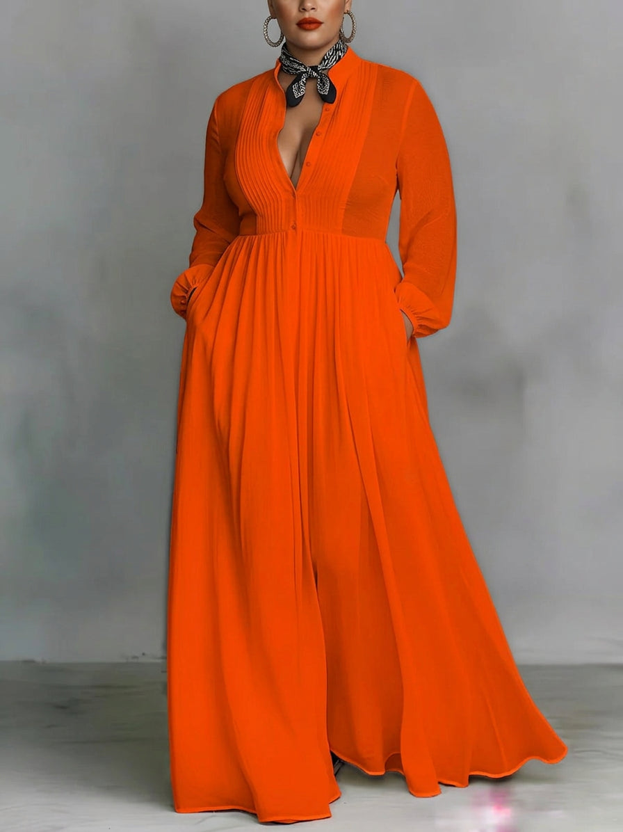 Cassia | Flowing Button-Front Maxi Dress