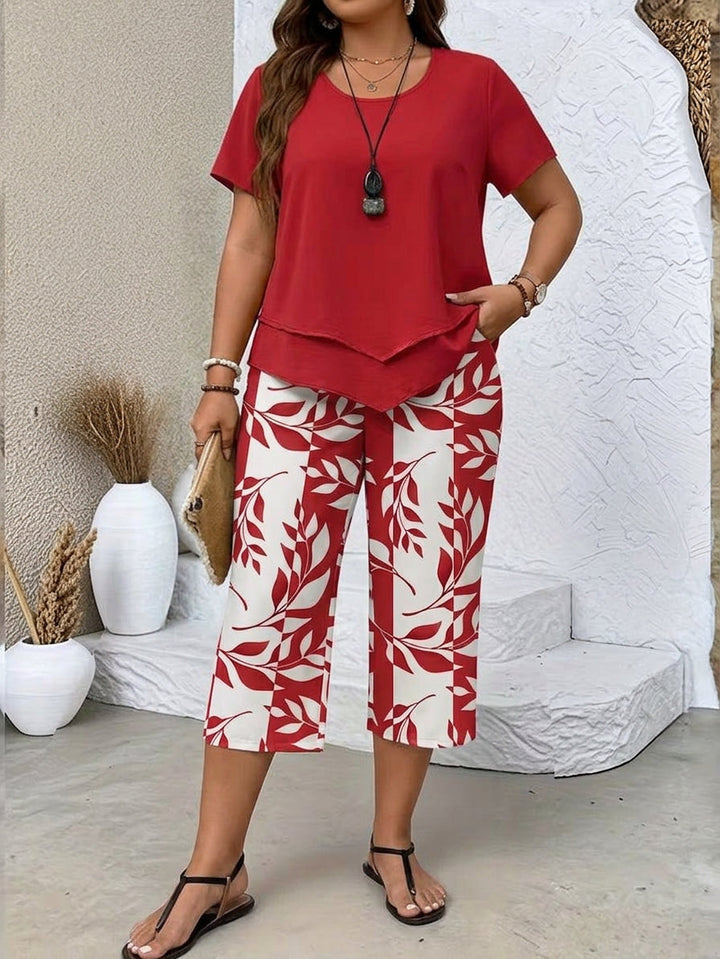 Cosima | Casual Leaf Print Two-Piece Set