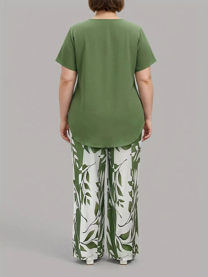 Cosima | Casual Leaf Print Two-Piece Set